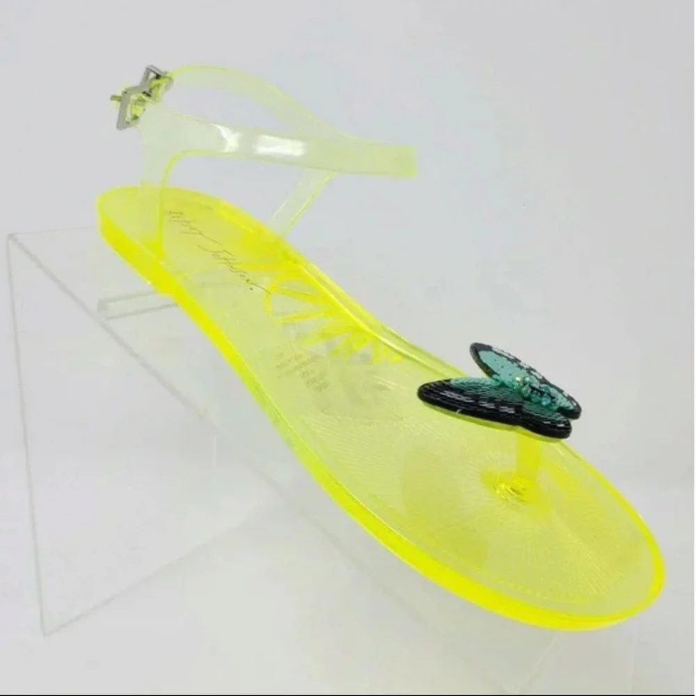 Betsey Johnson Clear Yellow Keilani Butterfly Sequins Jelly Sandals NWOT 8,9,10 - Picture 2 of 13